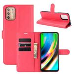 For Motorola Moto G9 Plus Litchi Texture Horizontal Flip Protective Case with Holder & Card Slots & Wallet(Red)
