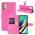 For Motorola Moto G9 Plus Litchi Texture Horizontal Flip Protective Case with Holder & Card Slots & Wallet(Rose red)