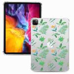 For iPad Pro 12.9 inch (2021) / (2020) Colored Drawing Four-Corners Shockproof TPU Tablet Case(Green Plants)