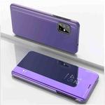 For Motorola G9 Plus Plated Mirror Horizontal Flip Leather Case with Holder(Purple Blue)