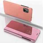 For Motorola G9 Plus Plated Mirror Horizontal Flip Leather Case with Holder(Rose Gold)