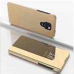 For Motorola G9 Play Plated Mirror Horizontal Flip Leather Case with Holder(Gold)