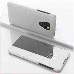 For Motorola G9 Play Plated Mirror Horizontal Flip Leather Case with Holder(Silver)