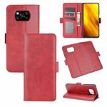 For Xiaomi Poco X3/X3 NFC  Dual-side Magnetic Buckle Horizontal Flip Leather Case with Holder & Card Slots & Wallet(Red)