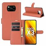 For Xiaomi Poco X3/X3 NFC Litchi Texture Horizontal Flip Protective Case with Holder & Card Slots & Wallet(Brown)