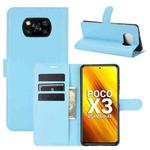 For Xiaomi Poco X3/X3 NFC Litchi Texture Horizontal Flip Protective Case with Holder & Card Slots & Wallet(Blue)