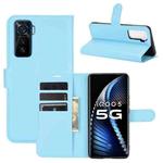 For vivo iQOO 5 5G Litchi Texture Horizontal Flip Protective Case with Holder & Card Slots & Wallet(Blue)