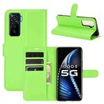 For vivo iQOO 5 5G Litchi Texture Horizontal Flip Protective Case with Holder & Card Slots & Wallet(Green)