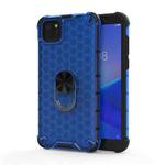 For Huawei Y5p 2020 Shockproof Honeycomb PC + TPU Ring Holder Protection Case(Blue)