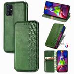 For Samsung Galaxy M51 Cubic Grid Pressed Horizontal Flip Magnetic PU Leather Case with Holder & Card Slots & Wallet(Green)