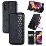 For OPPO Realme X7 Pro Cubic Grid Pressed Horizontal Flip Magnetic PU Leather Case with Holder & Card Slots & Wallet(Black)