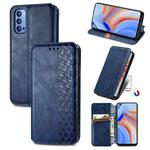 For OPPO Reno 4 4G Cubic Grid Pressed Horizontal Flip Magnetic PU Leather Case with Holder & Card Slots & Wallet(Blue)