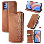 For OPPO Reno 4 4G Cubic Grid Pressed Horizontal Flip Magnetic PU Leather Case with Holder & Card Slots & Wallet(Brown)