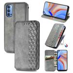For OPPO Reno 4 4G Cubic Grid Pressed Horizontal Flip Magnetic PU Leather Case with Holder & Card Slots & Wallet(Gray)