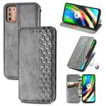 For Motorola Moto G9 Plus Cubic Grid Pressed Horizontal Flip Magnetic PU Leather Case with Holder & Card Slots & Wallet(Gray)