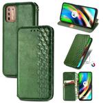 For Motorola Moto G9 Plus Cubic Grid Pressed Horizontal Flip Magnetic PU Leather Case with Holder & Card Slots & Wallet(Green)