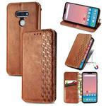 For LG Style3 L-41A Cubic Grid Pressed Horizontal Flip Magnetic PU Leather Case with Holder & Card Slots & Wallet(Brown)