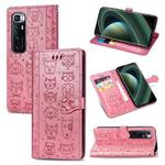 For Xiaomi Mi 10 Ultra Cute Cat and Dog Embossed Horizontal Flip Leather Case with Bracket / Card Slot / Wallet / Lanyard(Pink)