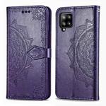 For Galaxy A42 5G Mandala Flower Embossed Horizontal Flip Leather Case with Bracket / Card Slot / Wallet / Lanyard(Purple)