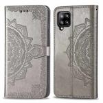 For Galaxy A42 5G Mandala Flower Embossed Horizontal Flip Leather Case with Bracket / Card Slot / Wallet / Lanyard(Gray)