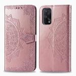 For OPPO Realme X7 Embossed Mandala Pattern TPU + PU Horizontal Flip Leather Case with Holder & Three Card Slots & Wallet(Rose Gold)