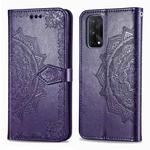 For OPPO Realme X7 Pro Embossed Mandala Pattern TPU + PU Horizontal Flip Leather Case with Holder & Three Card Slots & Wallet(Purple)