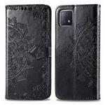 For OPPO  A72 5G Embossed Mandala Pattern TPU + PU Horizontal Flip Leather Case with Holder & Three Card Slots & Wallet(Black)