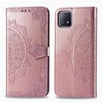 For OPPO  A72 5G Embossed Mandala Pattern TPU + PU Horizontal Flip Leather Case with Holder & Three Card Slots & Wallet(Rose Gold)