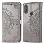 For  Alcatel 1S (2020) Embossed Mandala Pattern TPU + PU Horizontal Flip Leather Case with Holder & Three Card Slots & Wallet(Gray)