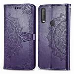 For  Alcatel 1S (2020) Embossed Mandala Pattern TPU + PU Horizontal Flip Leather Case with Holder & Three Card Slots & Wallet(Purple)