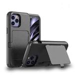 For iPhone 12 Pro Max Dustproof Pressure-proof Shockproof PC + TPU Case with Card Slot & Mirror(Black)