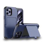 For iPhone 12 mini Dustproof Pressure-proof Shockproof PC + TPU Case with Card Slot & Mirror(Dark Blue)