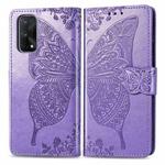 For OPPO Realme X7 Butterfly Love Flower Embossed Horizontal Flip Leather Case with Bracket / Card Slot / Wallet / Lanyard(Light Purple)