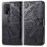 For OPPO Realme X7 Pro Butterfly Love Flower Embossed Horizontal Flip Leather Case with Bracket / Card Slot / Wallet / Lanyard(Black)