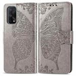 For OPPO Realme X7 Pro Butterfly Love Flower Embossed Horizontal Flip Leather Case with Bracket / Card Slot / Wallet / Lanyard(Gray)