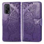 For OPPO Realme X7 Pro Butterfly Love Flower Embossed Horizontal Flip Leather Case with Bracket / Card Slot / Wallet / Lanyard(Dark Purple)