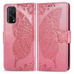 For OPPO Realme X7 Pro Butterfly Love Flower Embossed Horizontal Flip Leather Case with Bracket / Card Slot / Wallet / Lanyard(Pink)