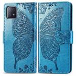 For Oppo A72 5G Butterfly Love Flower Embossed Horizontal Flip Leather Case with Bracket / Card Slot / Wallet / Lanyard(Blue)