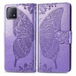 For Oppo A72 5G Butterfly Love Flower Embossed Horizontal Flip Leather Case with Bracket / Card Slot / Wallet / Lanyard(Light Purple)