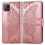 For Oppo A72 5G Butterfly Love Flower Embossed Horizontal Flip Leather Case with Bracket / Card Slot / Wallet / Lanyard(Rose Gold)