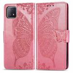 For Oppo A72 5G Butterfly Love Flower Embossed Horizontal Flip Leather Case with Bracket / Card Slot / Wallet / Lanyard(Pink)