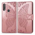 For Alcatel 1S (2020) Butterfly Love Flower Embossed Horizontal Flip Leather Case with Bracket / Card Slot / Wallet / Lanyard(Rose Gold)