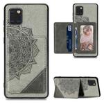 For Galaxy M60S/Note 10 Lite Mandala Embossed Magnetic Cloth Case with Holder & Card Slots & Wallet & Photo Frame(Gray)