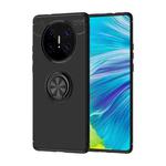 For Huawei Mate 40 Pro+ Metal Ring Holder 360 Degree Rotating TPU Case(Black+Black)