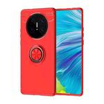 For Huawei Mate 40 Pro+ Metal Ring Holder 360 Degree Rotating TPU Case(Red+Red)