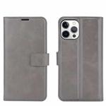 For iPhone 12 Pro Max Retro Calf Pattern Buckle Horizontal Flip Leather Case with Holder & Card Slot & Wallet(Gray)