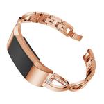 X-shaped Diamond-studded Solid Stainless Steel Watch Band for Fitbit Charge 2(Rose Gold)