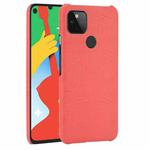 For Google Pixel 5 Shockproof Crocodile Texture PC + PU Case(Red)