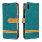 Color Matching Denim Texture Leather Case for Huawei Y5 (2019), with Holder & Card Slots & Wallet & Lanyard(Green)