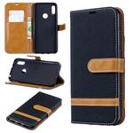 Color Matching Denim Texture Leather Case for Huawei Y6 2019 / Y6  Pro 2019, with Holder & Card Slots & Wallet & Lanyard(Black)